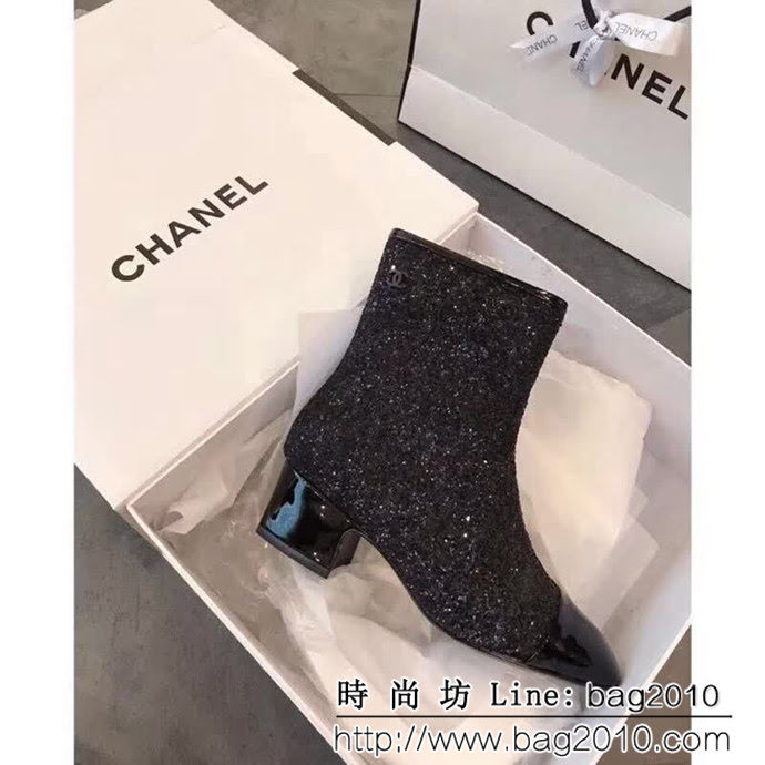 CHANEL香奈兒 秋冬走秀主打款 經典雙色鞋 黑色漆皮方形鞋頭 女短靴 QZS2682